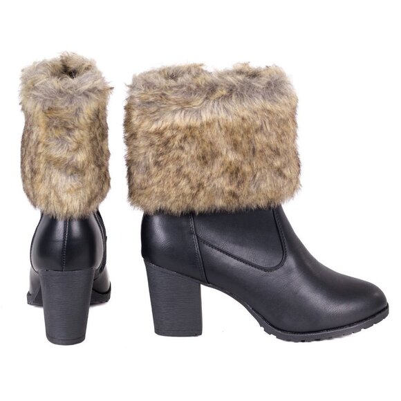 Women's Ankle Booties, 10" Faux Fur Lined Short Boots, SB-2003 - Picture 2 of 4